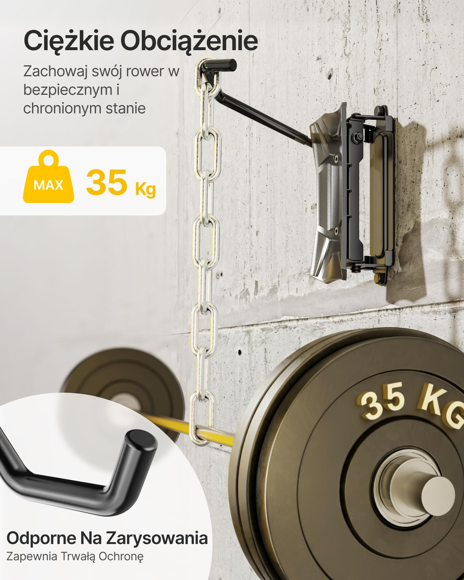 monTEK Obrotowy uchwyt ścienny na rower, powiększone haki rowerowe, do garażu, zestaw 3 szt