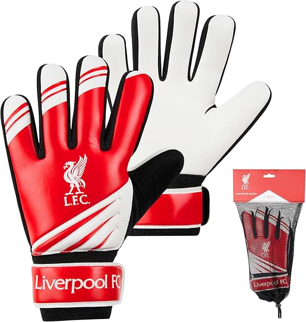 Liverpool F.C. Goalkeeper Gloves for Kids Teenagers - Non Slip Padded Palms Size 5 or 7 - Liverpool Gifts for Boys