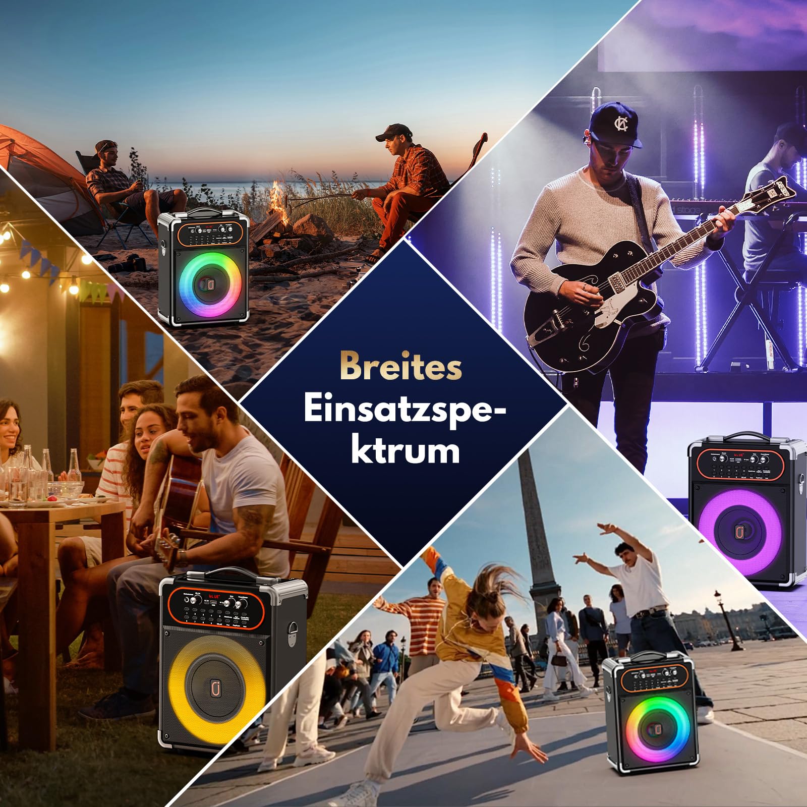 HWWR Karaoke Maschine, Karaoke Anlage mit 2 Mikrofonen Tragbarer Bluetooth 5.3-Lautsprecher mit PA-Anlage mit Echo-Einstellung, Unterstützung für TWS/TF-Karte/USB/AUX/TV-Anschluss, Bühnensubwoofer