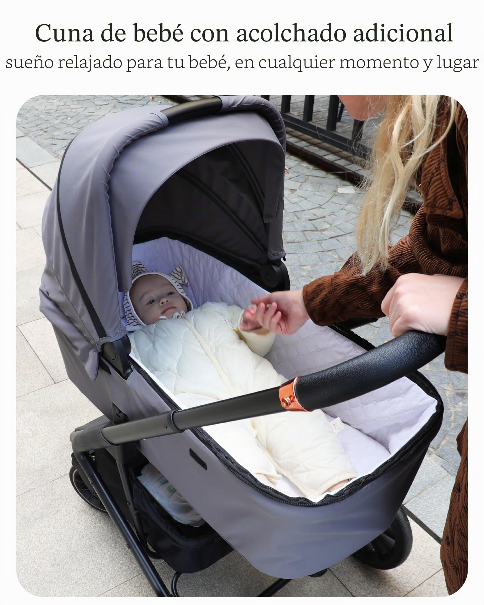 Carrito bebe 3 en 1, carro bebe con dos modos deslizantes reversibles, silla de paseo con marco de aleación de aluminio, juego completo 3 en 1 diseño plegable con un solo toque-Rosa