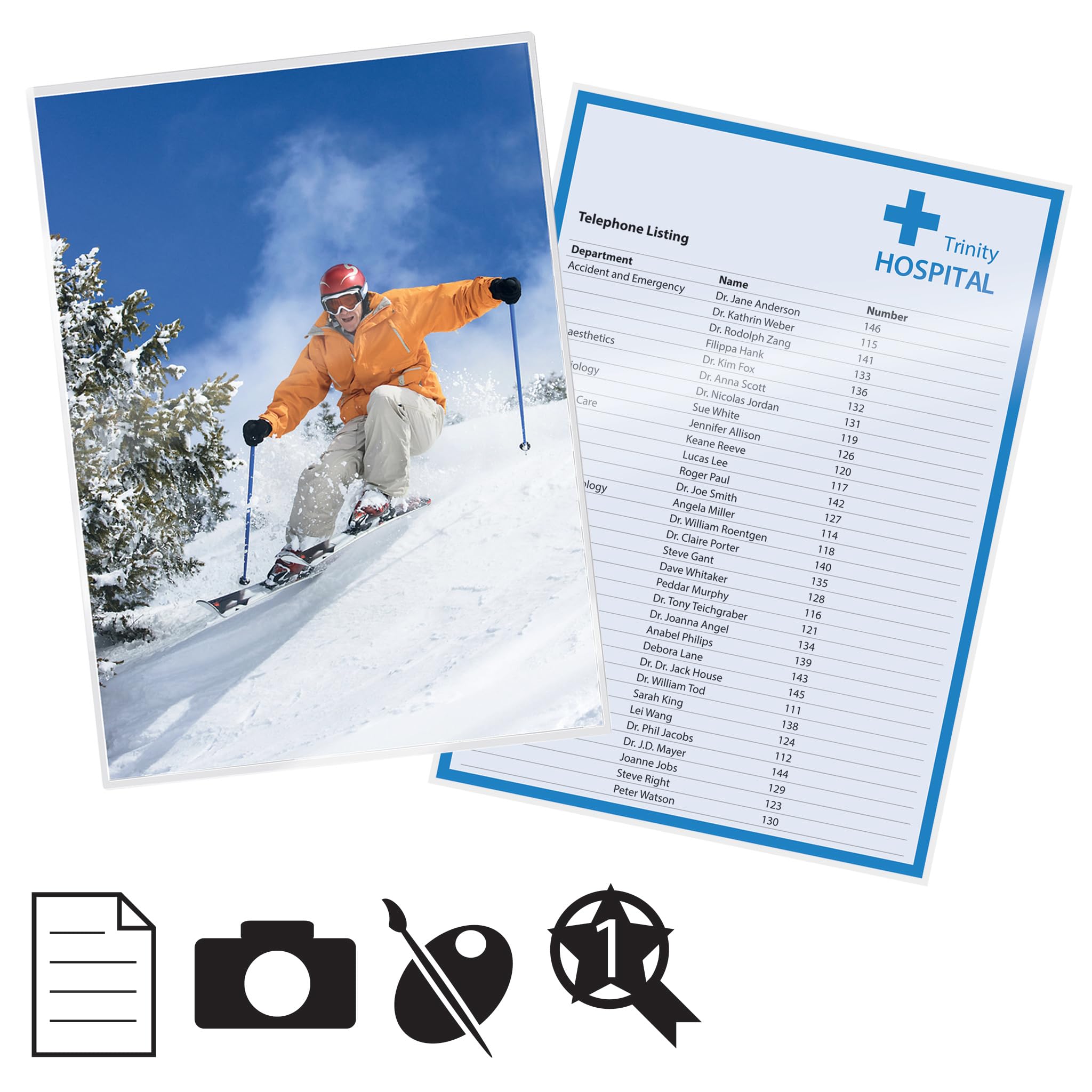 Ibico Basics 399990067 pokrowiec do laminowania na gorąco, rozmiar A4, lekka grubość, wysoka ochrona dokumentów i trwałość, 5 opakowań po 100 sztuk, błyszczące wykończenie, przezroczysty
