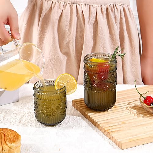 Miniatura 2 de Juego de 12 vasos grises para beber Highball de 12 onzas y vasos de cóctel de 12 onzas, juego de cristalería vintage de cocina gris, vasos de vidrio