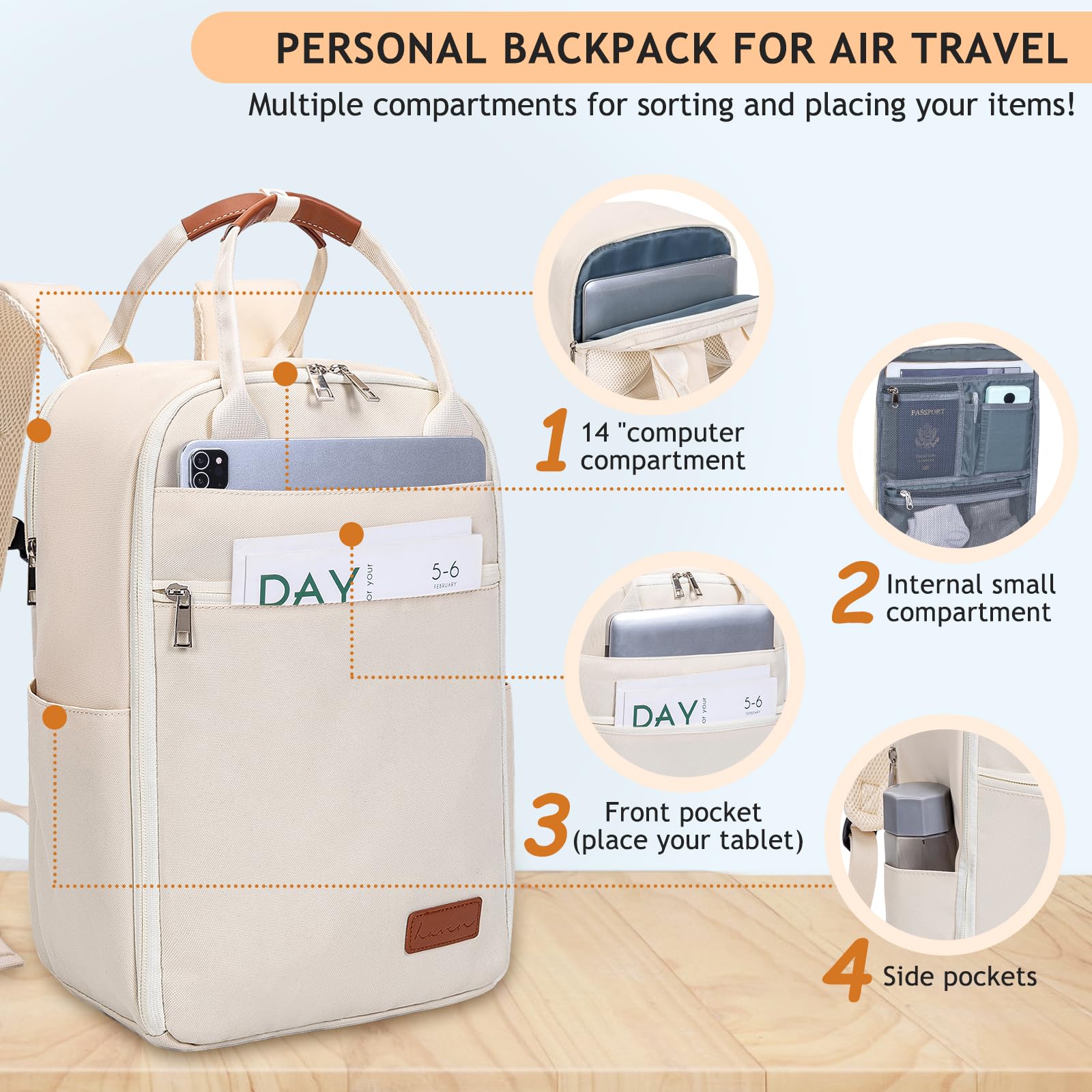 Hayayu Zaino Per Ryanair 40x20x25 Zaino Da Viaggio Aereo Bagaglio a Mano 40x20x25 Per Ryanair Donna Uomo Borse Da Cabina 20L Zaino per Laptop 14 Pollici Con Tasca Antifurto Fibbia Toracica