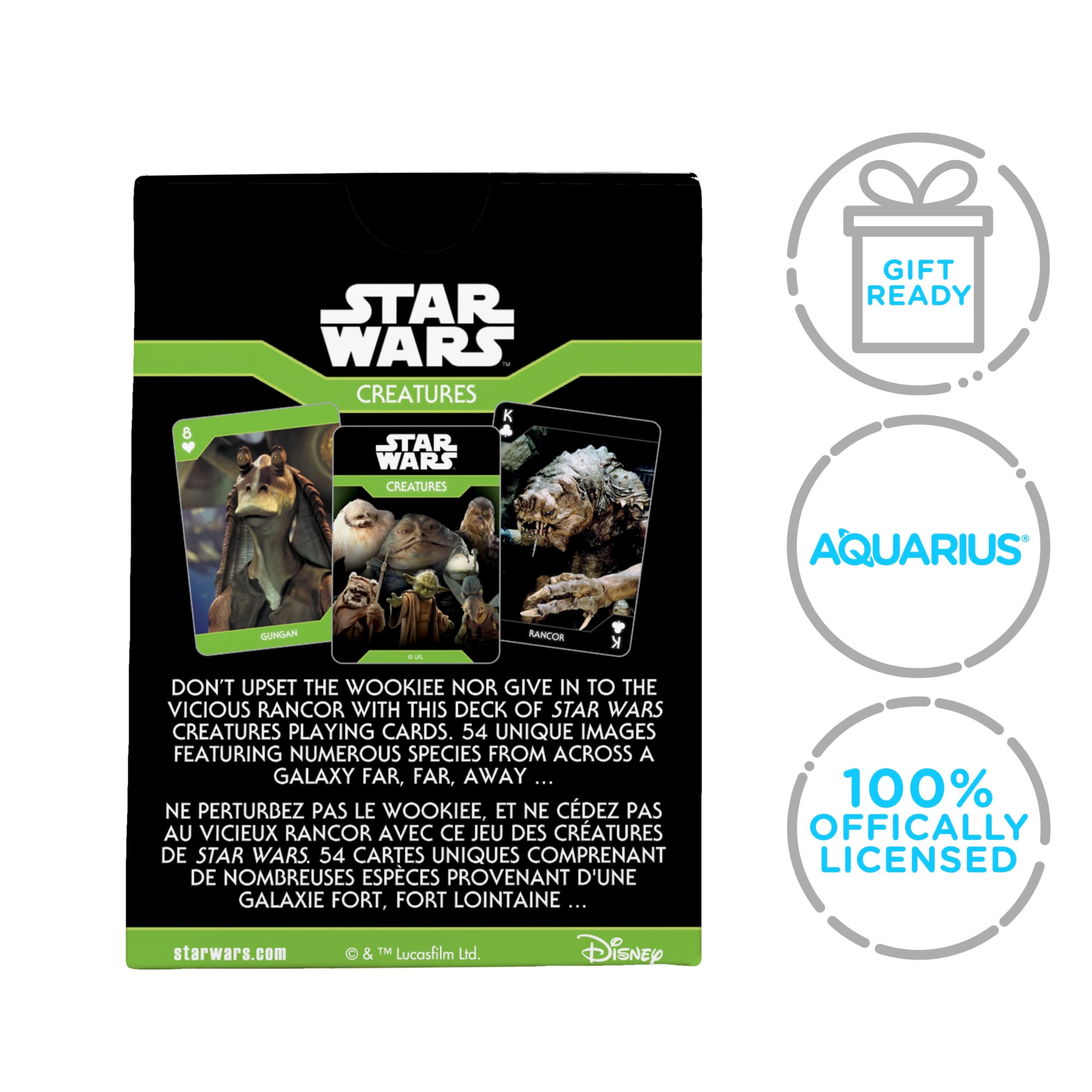 Aquarius Star Wars Creatures Playing Cards – Star Wars Themed Deck of Cards for Your Favorite Card Games - Officially Licensed Star Wars Merchandise & Collectibles