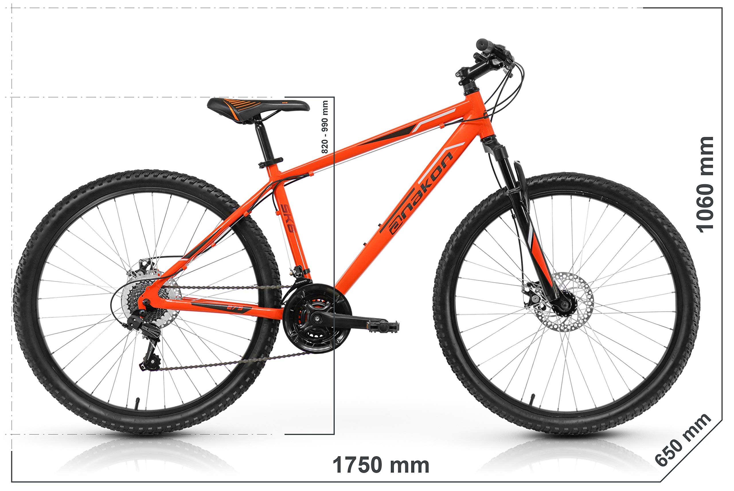 Bicicleta montaña SHIMANO SK6 27.5", Aluminio, 21v., Doble Frenos de Disco, Suspensión Delantera, naranja, (varias tallas)