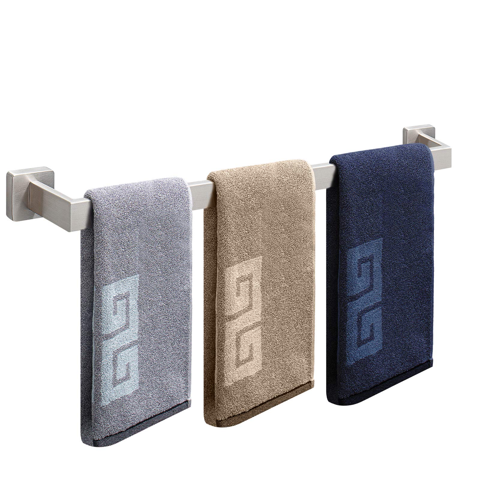 nearmoon towel bar, bath accessories premium thicken stainless steel square shower towel rack for bathroom, towel holder wall mounted (1 pack, brushed nickel, 33 inch)