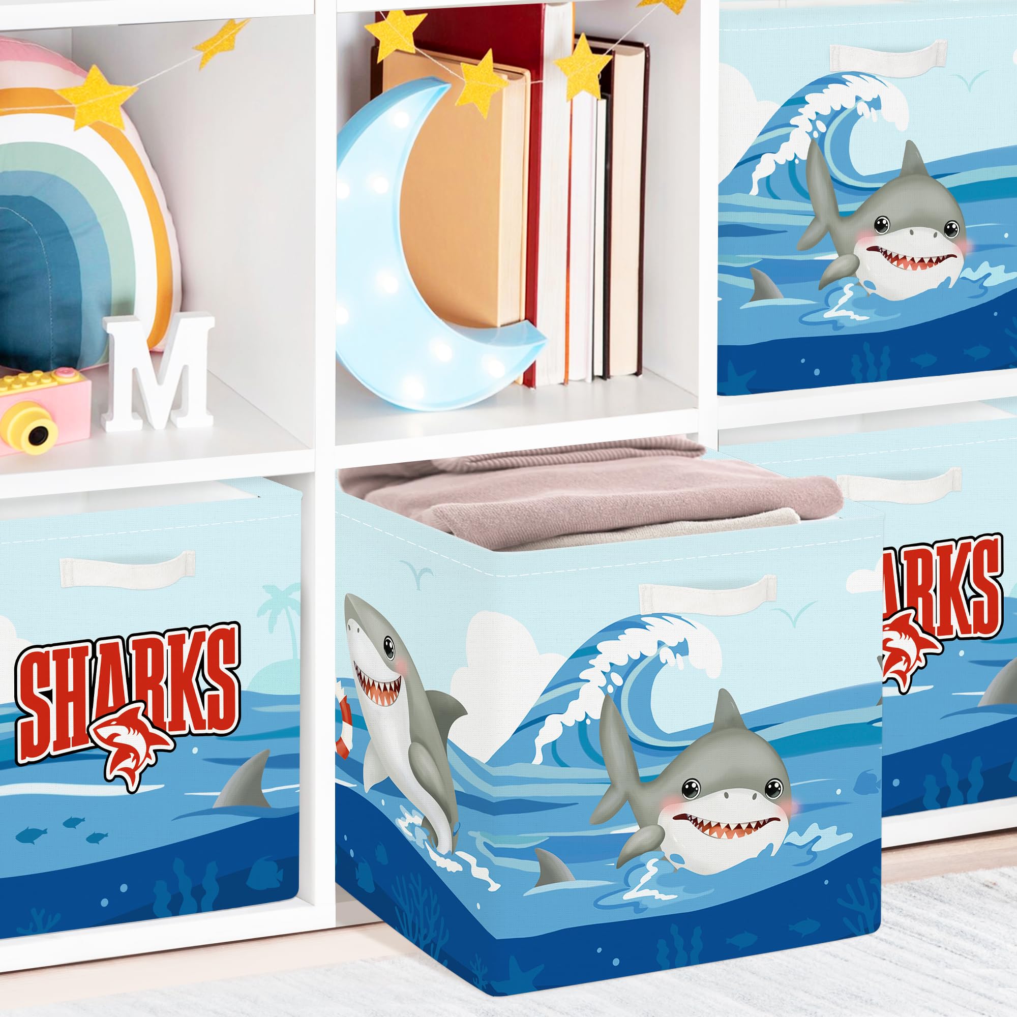 Clastyle Mermaid Tail Storage Cubes Set Of 3 – 11.8" Kids Toy Organizer Bins With Handles (Ocean Theme)