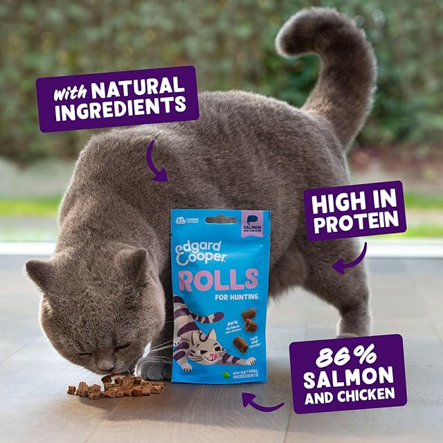 Foto 4 de 7 de Edgard & Cooper premios Naturales para Gatos, rollitos de salmón y Pollo (1x45g)