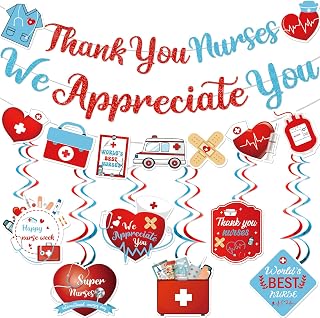 Nurse Appreciation Week Banner, 8" x 9" Red, Blue, White, Graduation, Medical, Polyester, Nurse, Doctor, Indoor, Wall Mount, Rectangular, Standard Banner