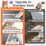 Stainless Steel Cat Litter Box, Odor Free Metal Litter Box with High Sides Lid, Open Top Low Entry Litter Pan Include Scoop Easy Cleaning Anti-Scratch Kitty Cat Box Anti-Urine Leakage, Non-Sticky | High Sides Lid Open Top Low Entry Litter Pan Easy Cl