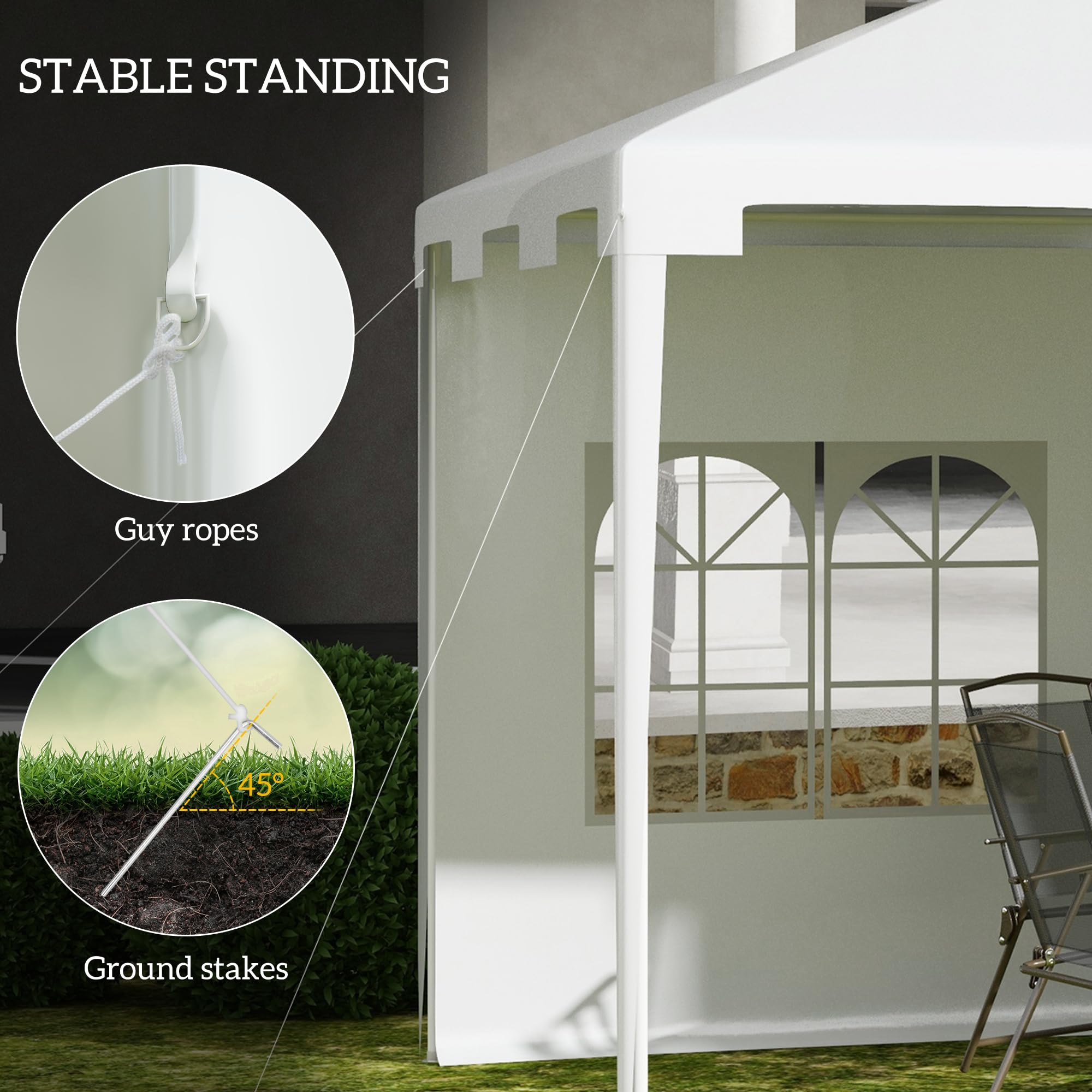 Outsunny Tonnelle de jardin 3 x 4 m avec 2 parois latérales pour terrasse, cour extérieure – Blanc