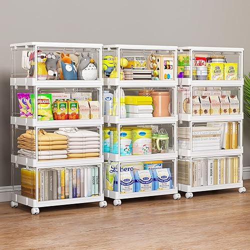 Miniatura 5 de Contenedores de almacenamiento transparentes con tapa de 24 cuartos de galón, paquete de 4 contenedores de almacenamiento apilables, organizadores