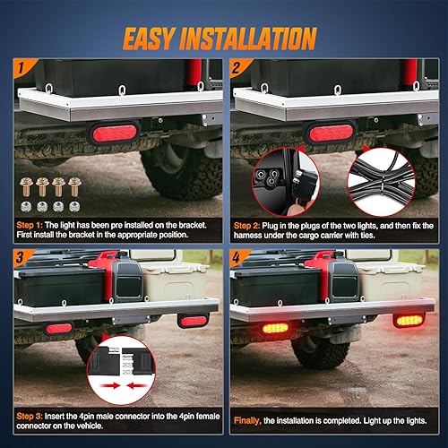 Vista 38 de Nilight UTV LED Chase - Luz de freno universal de 1.75 a 2.0 pulgadas, montaje en barra rodante, luces estroboscópicas de carga inversa para ATV Luz