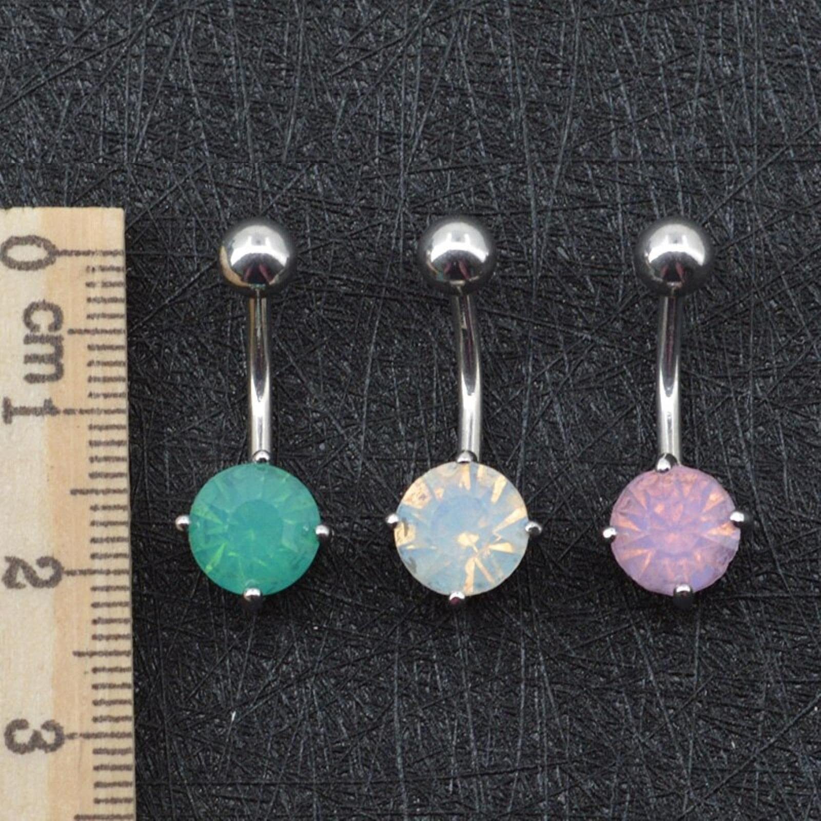 3 Teile/Satz Bauchnabelringe Gefälschte Piercing Grün Weiß Rosa Kristall Kurve Körperschmuck Bars Nabel