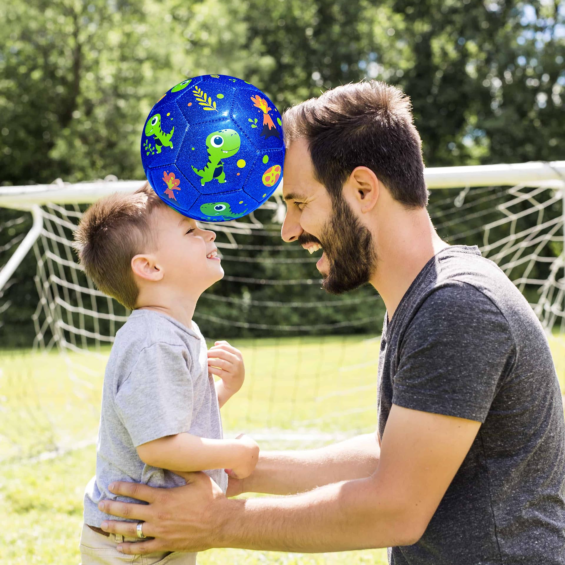 INPODAK Kleinkind-Fußball Größe 2 Kinderfußball Dinosaurier-Fußball Fußballgeschenk für Jungen und Mädchen Kleine Bälle für Garten Außenbereich Hof Rasen 1 2 3 4 5 6 Jahre alt