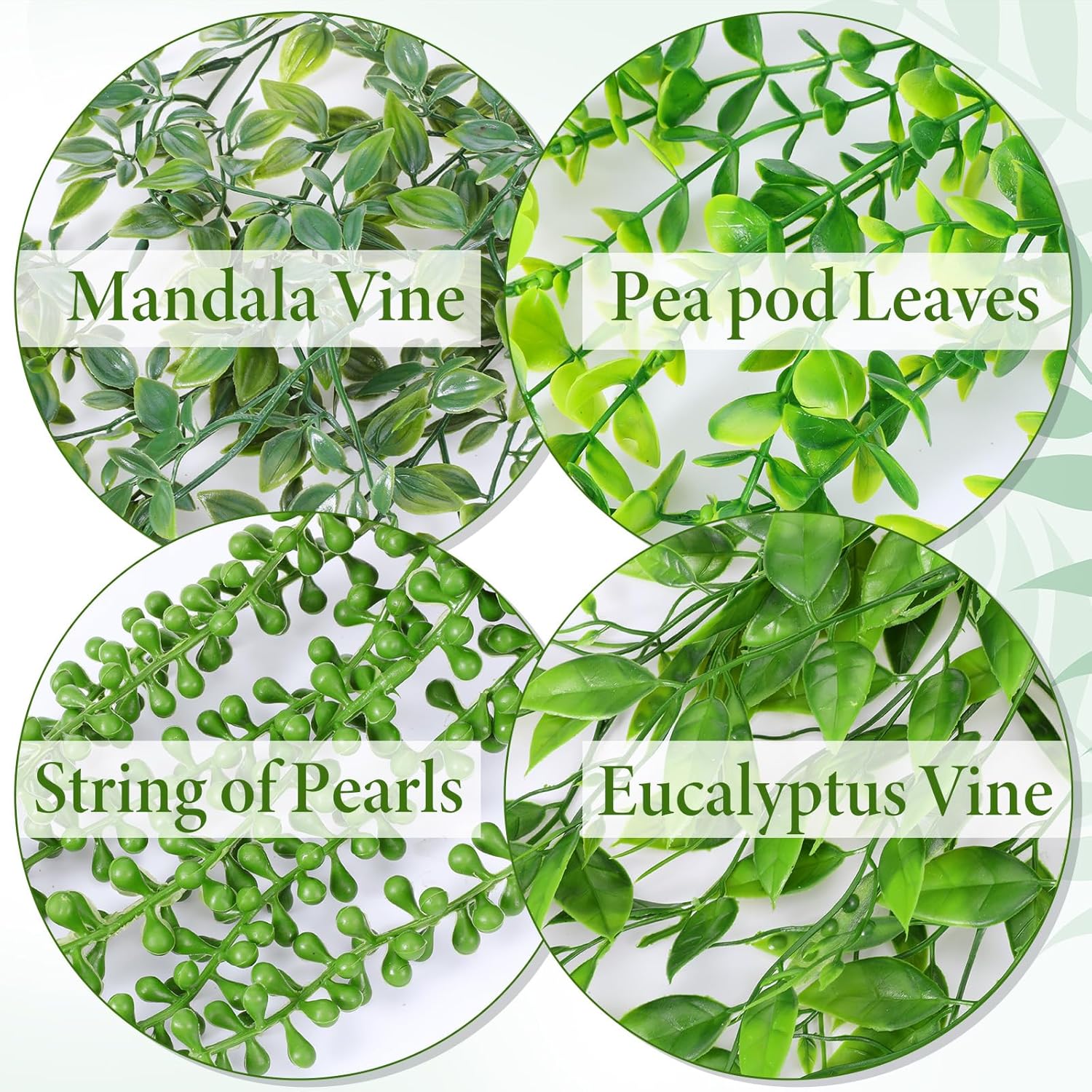 SHENLIU Artificial Hanging Plants for Shelf, 4 Pack Fake Potted Greenery Plant Faux Eucalyptus Vine, Mandala Vine, String of Pearls, Pea pod Leaves in Pot for Office Home Garden Indoor Outdoor Decor - Image 3