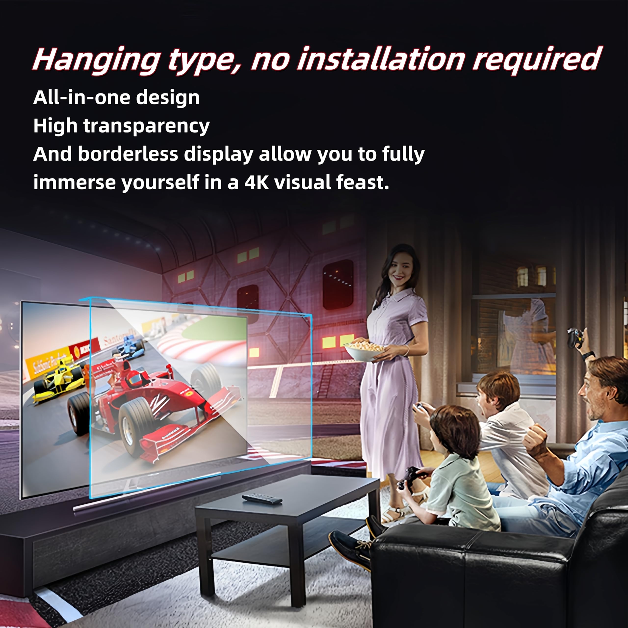 55 Inch TV Screen Protector Panel, HD Clear Acrylic Protective Cover for 4K LCD/LED/OLED/QLED TVs & Monitors, Easy Installation with Adjustable Straps