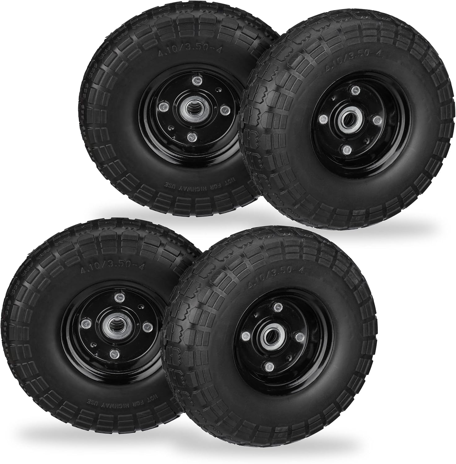 Relaxdays Set of 8 Wheelbarrow Tyres, PunctureProof Solid Rubber, 4.1