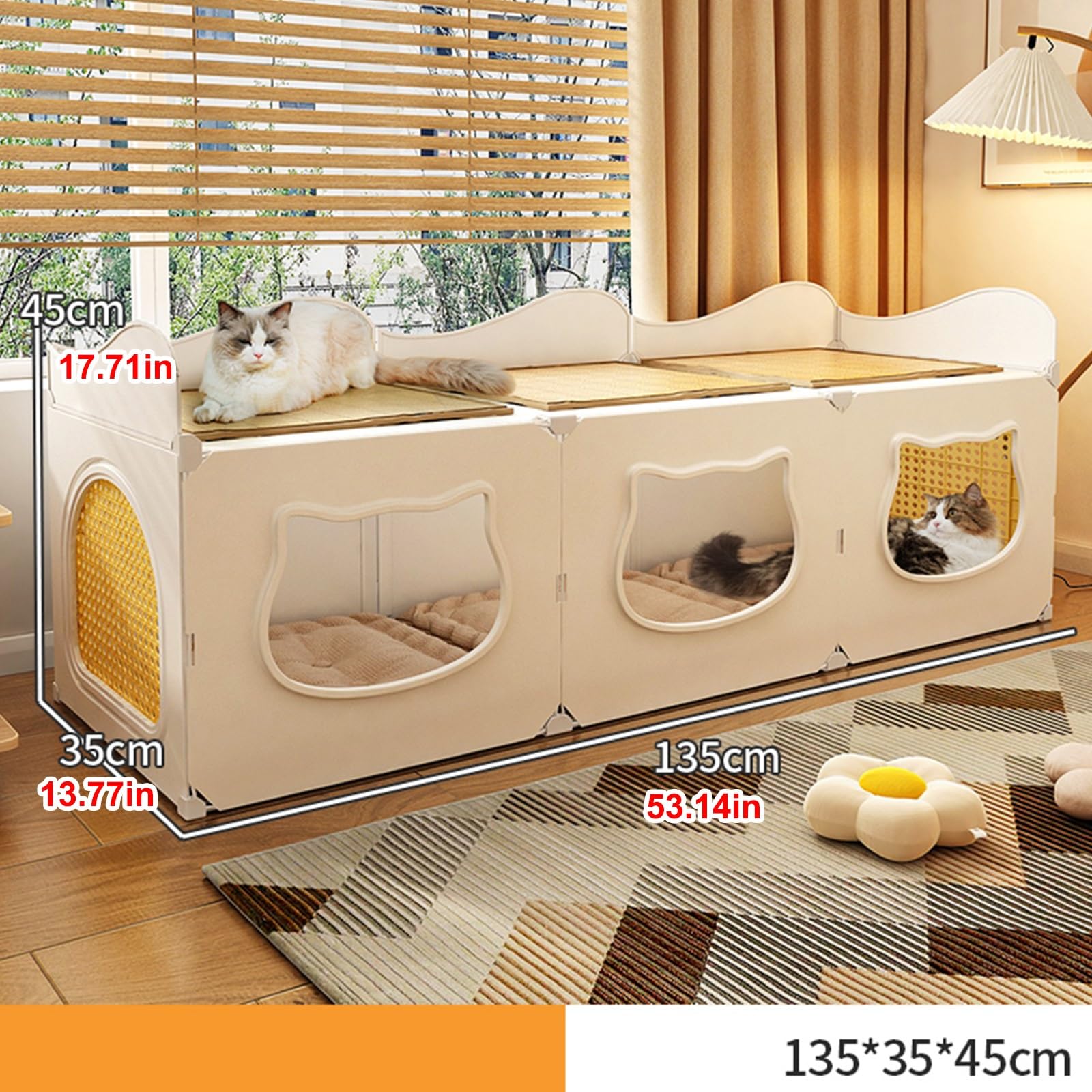 Katzenkäfig für den Innenbereich mit Stauraum oben, halbgeschlossenes Gehege & Loungebett, idealer Laufstall für Kätzchen und Katzen, einfache Selbstmontage