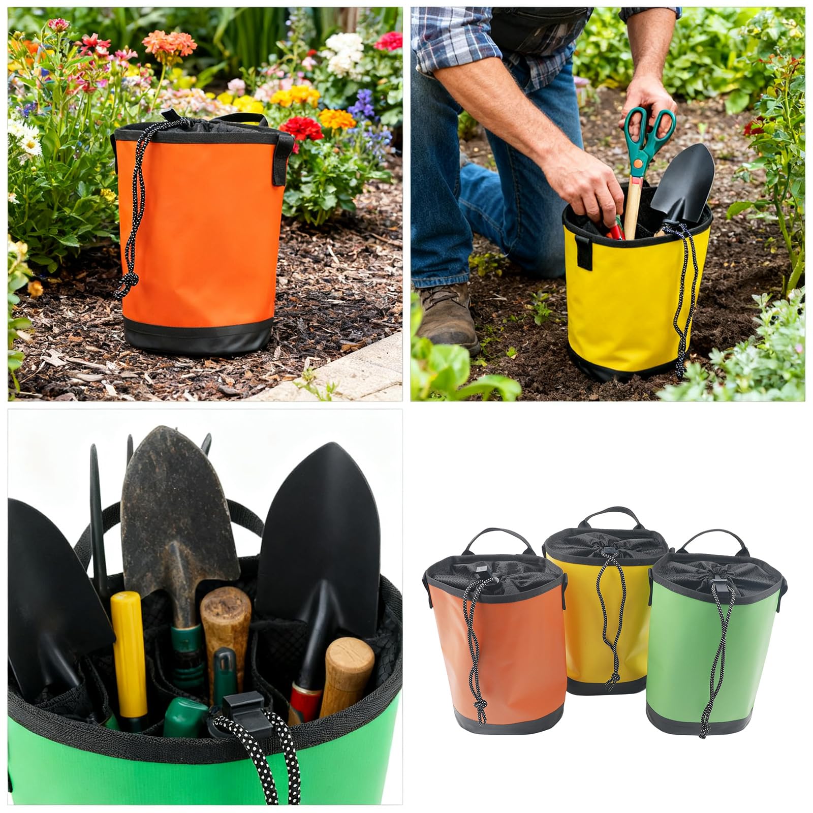 Bolsas de herramientas impermeables y duraderas con múltiples compartimentos organizadores para trabajo al aire libre y jardinería