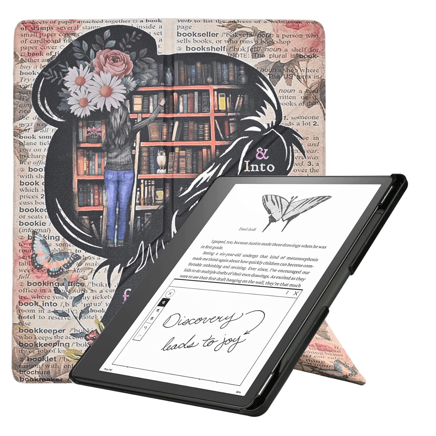 Custodia sottile per Kindle Scribe (rilasciato 2024/2022), regalo per gli amanti dei libri, custodia leggera in pelle PU di alta qualità, con funzione sleep/wake automatica, per Amazon Kindle Scribe