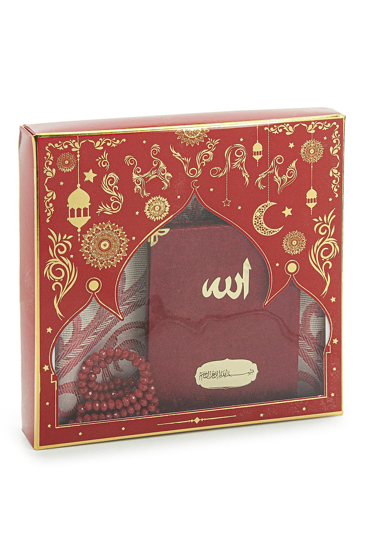 ihvan online Prayer Gift Set for Men & Women, Muslim Taffeta Prayer Rug, Salah Mat, Beads Rosary - Image 2