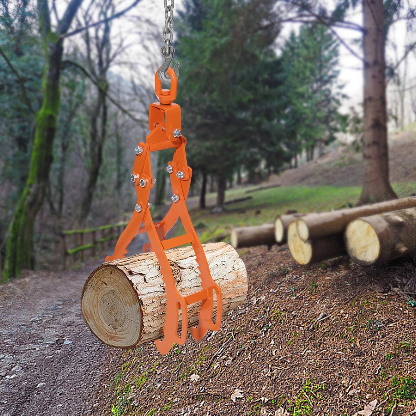 Holzgreifzange Forstwirtschaft, Baumstamm Hebewerkzeug Garten, Forstzange Zum Holzheben, 2650lbs Tragkraft, Ergonomisch, Sicher, Land- und Forstarbeit, 71cm Große Öffnung