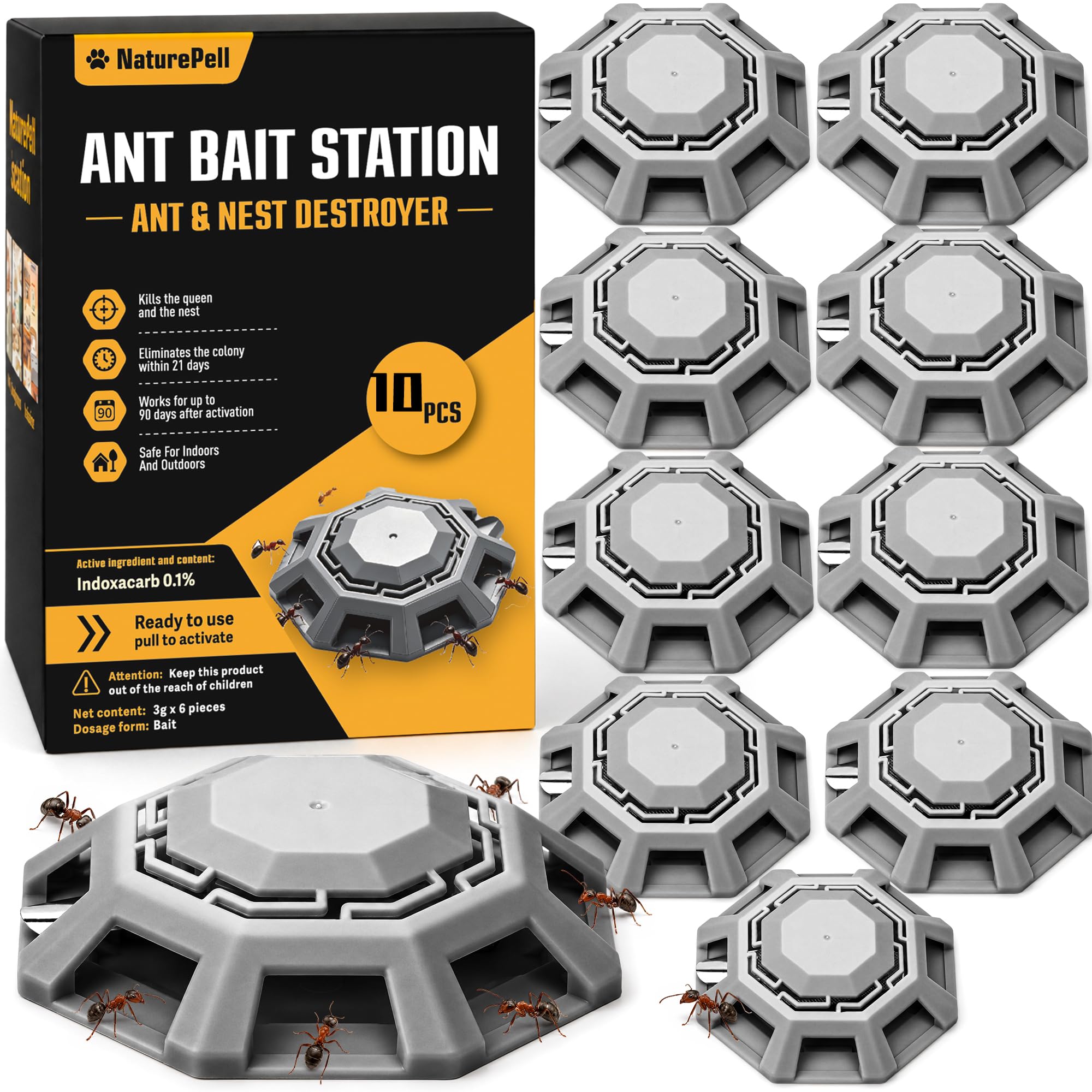 Ant Killer Bait Station 10 Pack, Destroys Ants and Nests, Ant Traps Indoor Outdoor, Kills Ant Colonies Use at Home & Garden | Bait System Stations Pet Safe, Effective Ant Control, Easy to Use