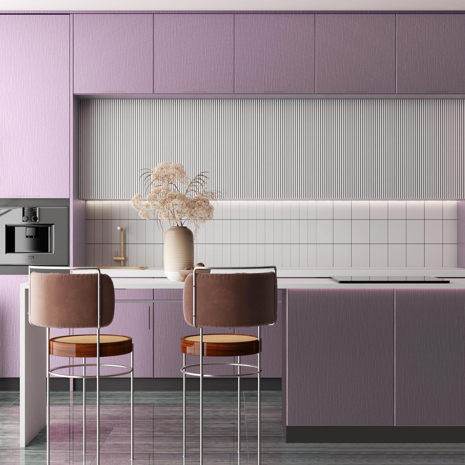 Yenhome Purple Brushed Stainless Steel Contact Paper Peel and Stick Metallic Textured Wallpaper 17.7"X118" Purple Stainless Steel Contact Paper for Appliances Countertops Cabinets Waterproof Removable