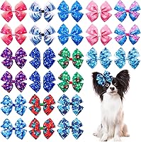 Vista 18 de 24Pcs/12 Pares 10 cm Lazos para el pelo de perro grandes para perros grandes Patrón de otoño Hojas de calabaza de arce Hojas de cosecha Forestales
