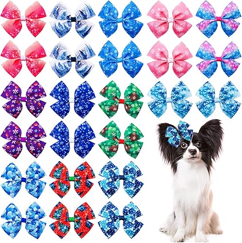 Miniatura 18 de 24Pcs/12 Pares 10 cm Lazos para el pelo de perro grandes para perros grandes Patrón de otoño Hojas de calabaza de arce Hojas de cosecha Forestales