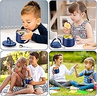 Vista 8 de Frasco de comida aislado al vacío de 14 oz con tapa de hebilla, termo de sopa para comida caliente para niños, contenedor de almuerzo de boca ancha