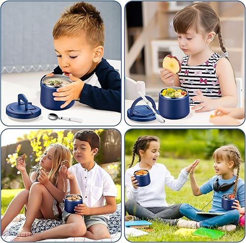 Miniatura 8 de Frasco de comida aislado al vacío de 14 oz con tapa de hebilla, termo de sopa para comida caliente para niños, contenedor de almuerzo de boca ancha