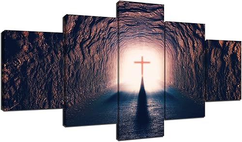 Arte de pared con cruz de Jesucristo, arte en lienzo para decoración de pared, religión cristiana, túnel de la cruz de Jesús, pintura para