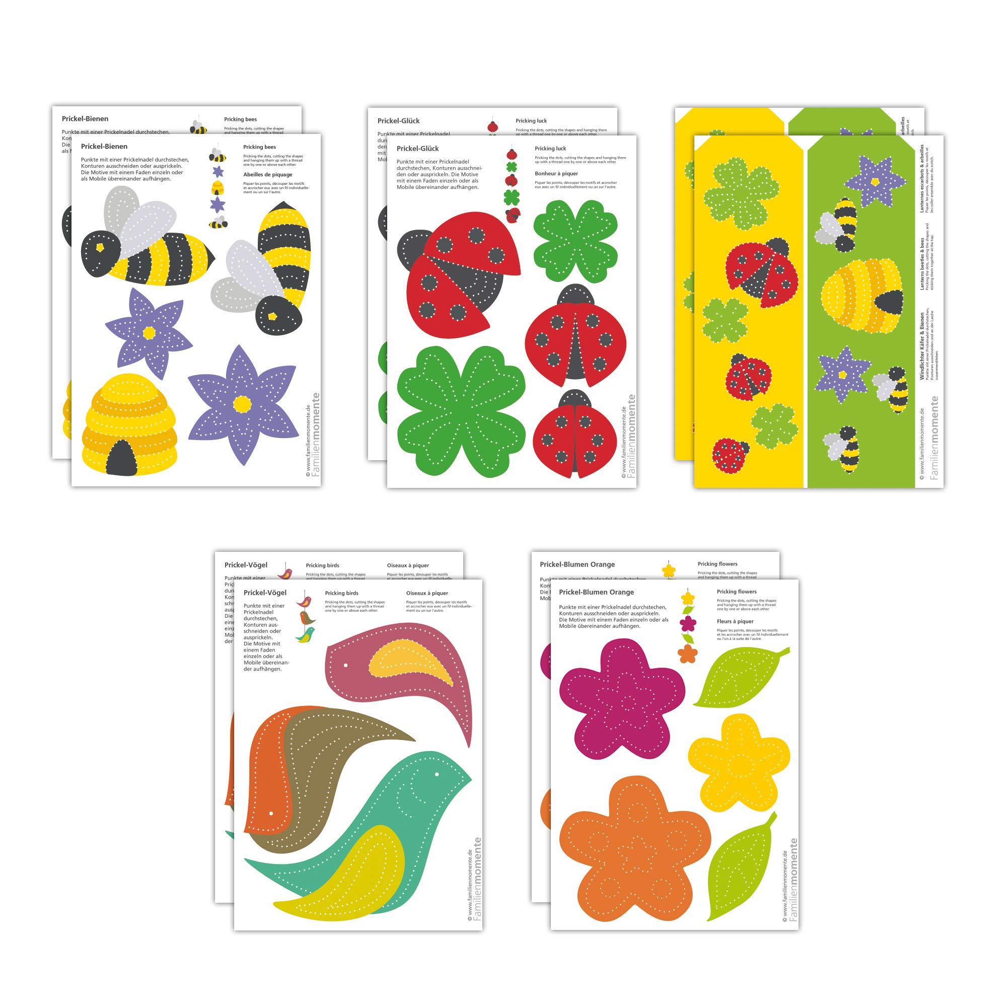Pipette Cuisine 10 Cartes à Poinçonner Printemps Familienmomente - Oiseaux, Fleurs, Papillons
