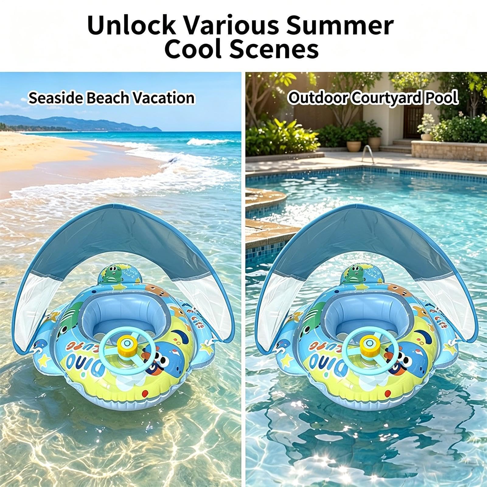 Bouée de Piscine bébé Volant de Dinosaure Gonflable Rigolo | Radeau Gonflable de Piscine Pour de 3 à 48 Mois Voyages en , Plages, Vacances, Parcs Aquatiques, et Fêtes