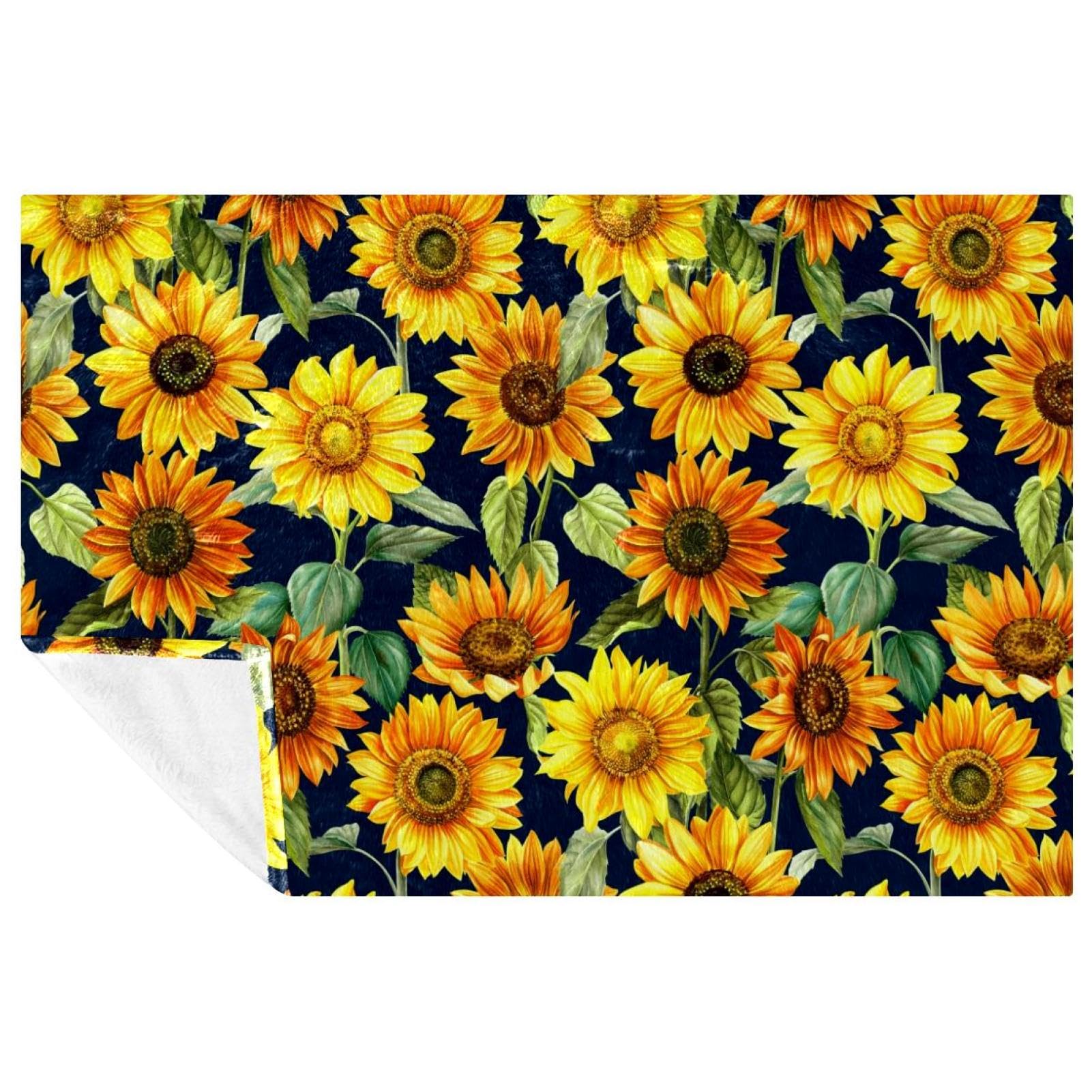 Couverture tournesols aquarelle plaid lit canapé pique nique 150x100
