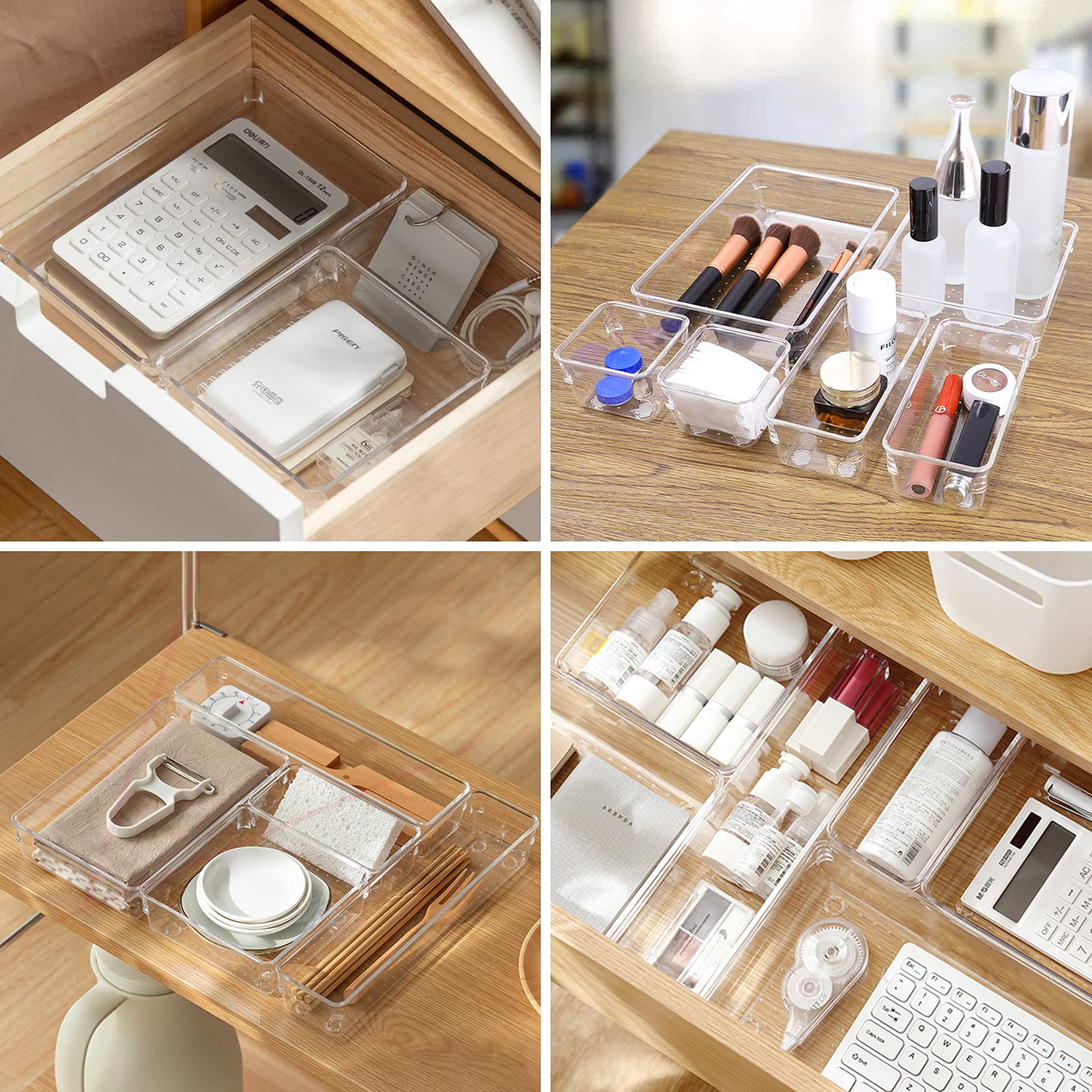 Organizzatore Cassetti Yosemy 16 Pezzi | Trasparente Con Gommini Antiscivolo | Per Ufficio, Cucina, Cosmetici - Foto 2