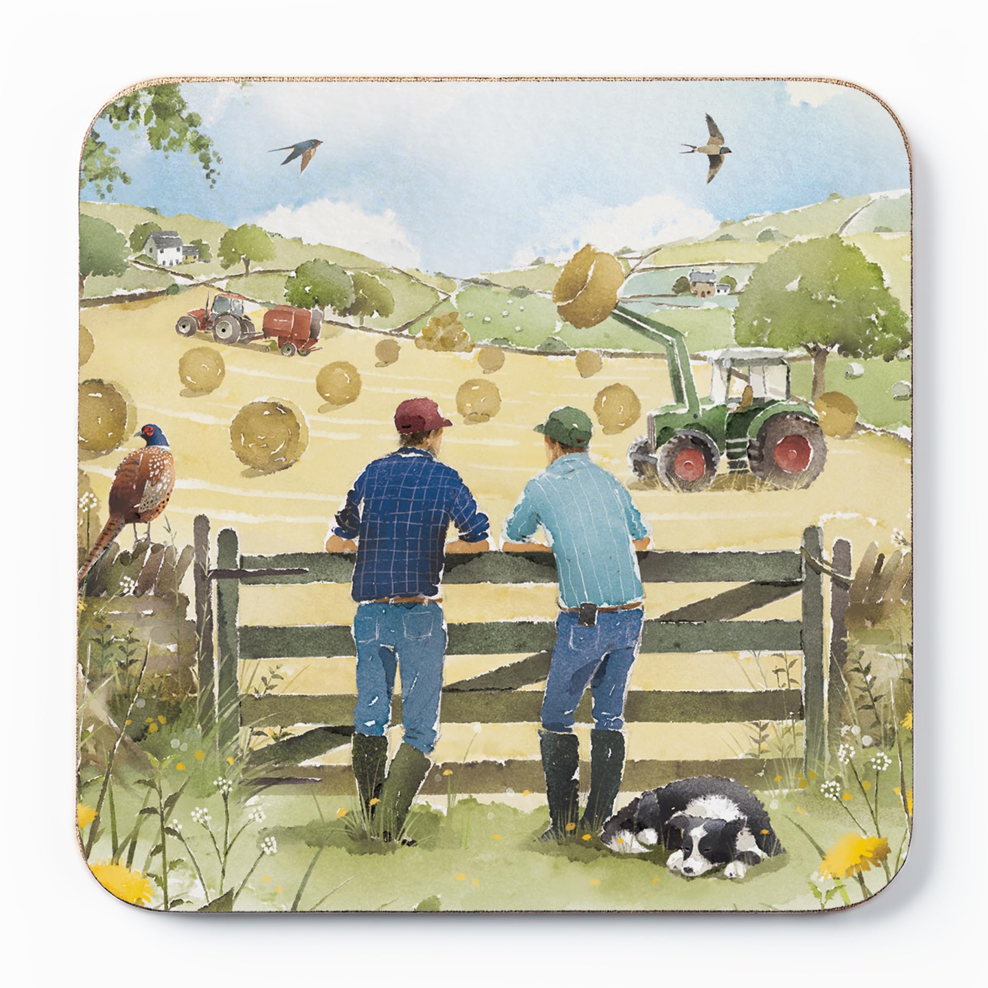 Farmers Drinks Coaster - Haymaking - Farmers And Tractors - Fun Gift For Men, Women - Farming Birthday Gift For Him, Her - Present For Friends, Colleagues, Family - Small Gift Idea