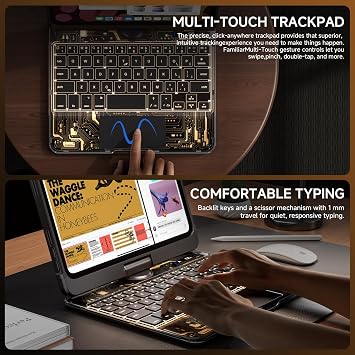Transparent Case with Keyboard for iPad mini 7 A17 Pro(2024) & Mini 6 (2021) 8.3,7-Color Backlit,Wireless Keyboard, 360Rotating,with trackpad,Pencil Holder,with Shortcuts,Black
