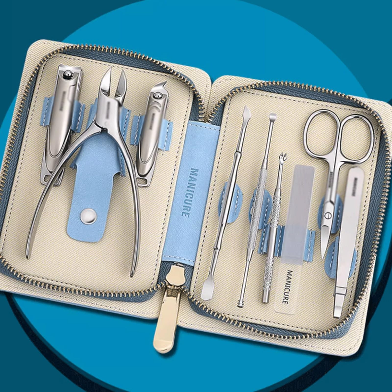 Maniküre Set Nagelknipser-Set for Damen, Hawkbill-Zange, Reparatur-Werkzeuge for graue Nägel, Spritzschutz, Nagelrille, spezieller Nagelknipser Nagelknipser(Blue)