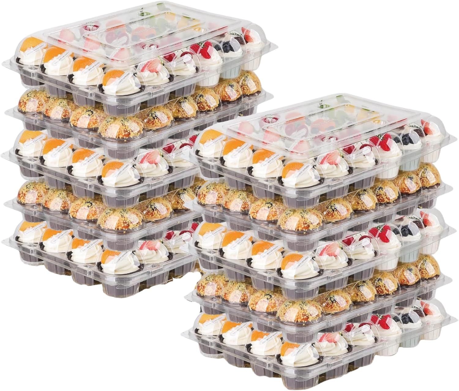 SWEET TREATZ Plastic HIDOME 24 Count Stackable Travel Cupcake Container with