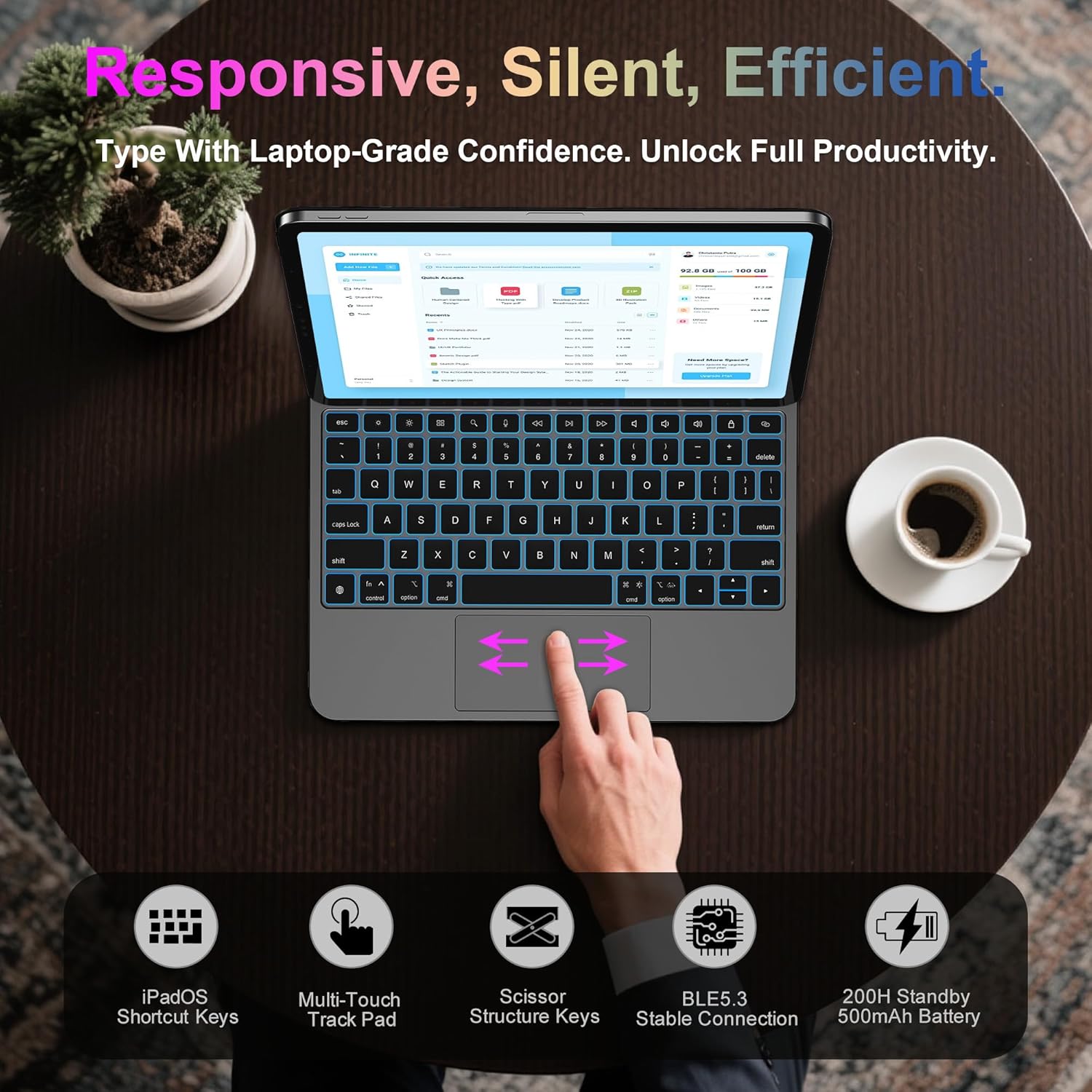 iPad Pro 13 inch Case with Keyboard (M5 2025 M4 2024), Strong Magnetic iPad Case with 130° Adjustable Stand, Multi-Touch Trackpad, 7-Color Backlight, Quiet Typing, Durable Protective Surface