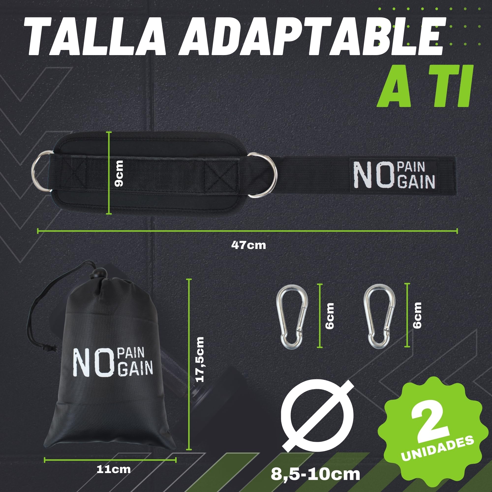 Tobilleras Poleas Gym para Hombre y Mujer + Bolsa de Almacenamiento + 2 Mosquetones - Fitness Accesorios - Accesorios Gym - Gluteos Ejercicio