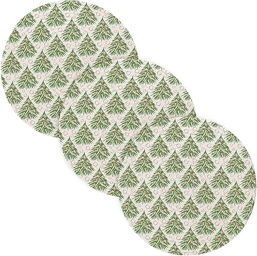 3 Pcs Round Trivet Christmas Trees Circles for Hot Dishes 15in Cotton Thread Weave Heat Resistant Pot Holders for Hot Pot Home Necessities