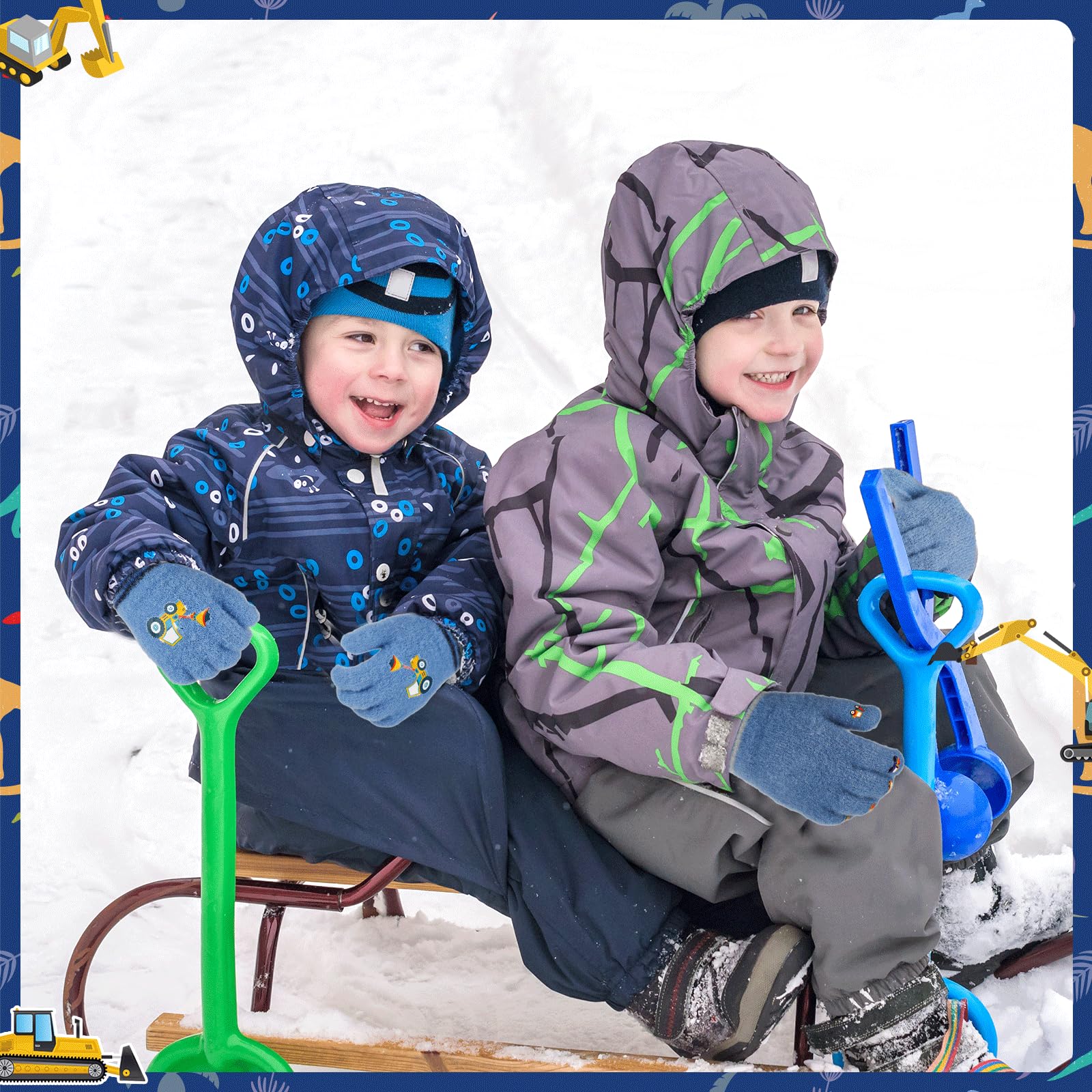 Gants magiques pour enfants lot de 3 paires mitaines thermiques d'hiver extensibles rayures 1-5 ans