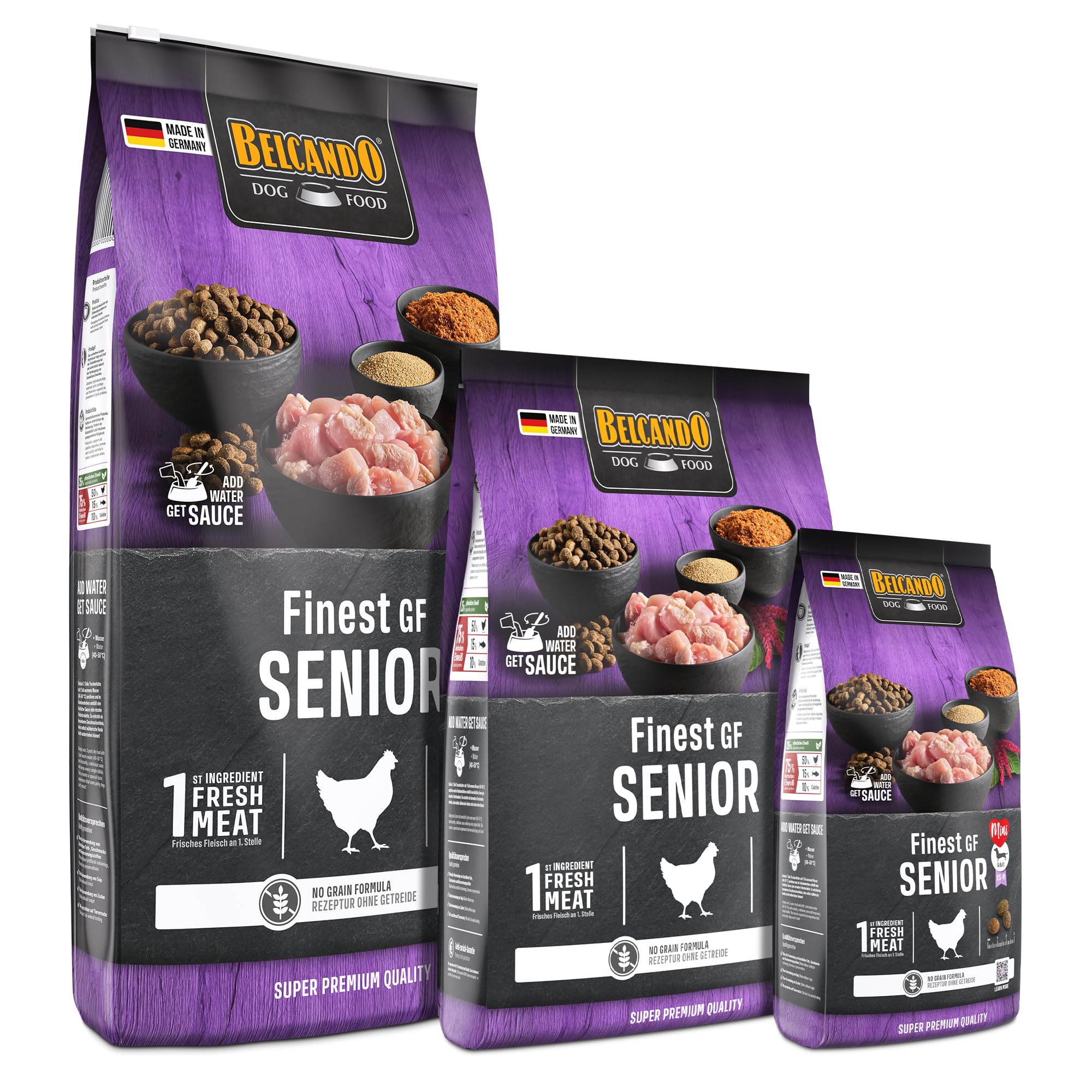 Belcando Finest GF Senior [12,5 kg] getreidefreies Hundefutter | Trockenfutter für empfindliche ältere Hunde | Alleinfuttermittel für Hunde ab 1 Jahr