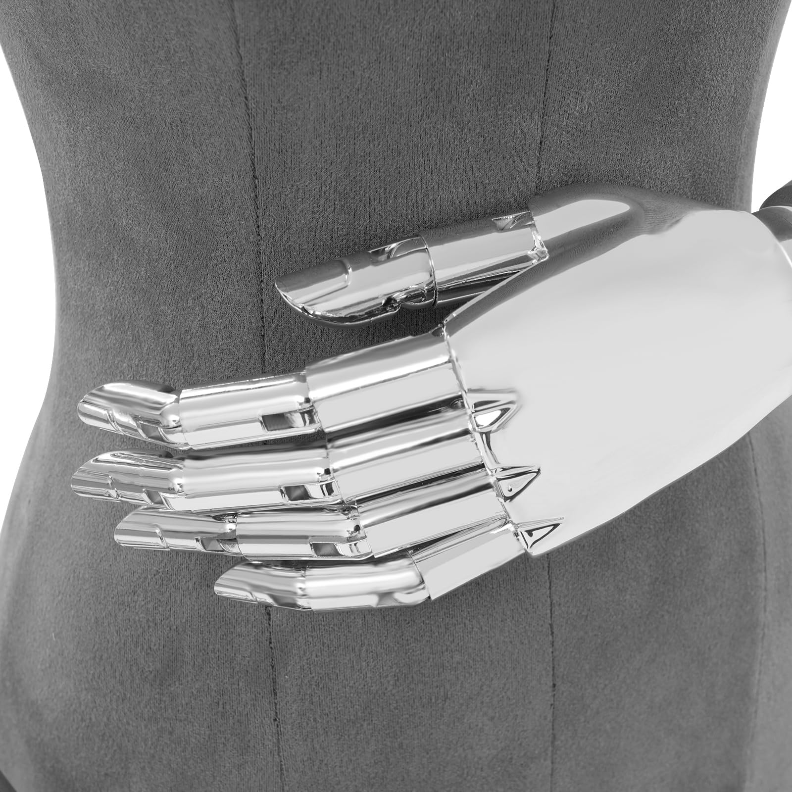 Mannequin de couture - Mannequin de vitrine femme - Avec hauteur réglable de 120 à 210 cm - Torse amovible - Avec tissu en daim - Pour exposer des vêtements - Argenté + gris