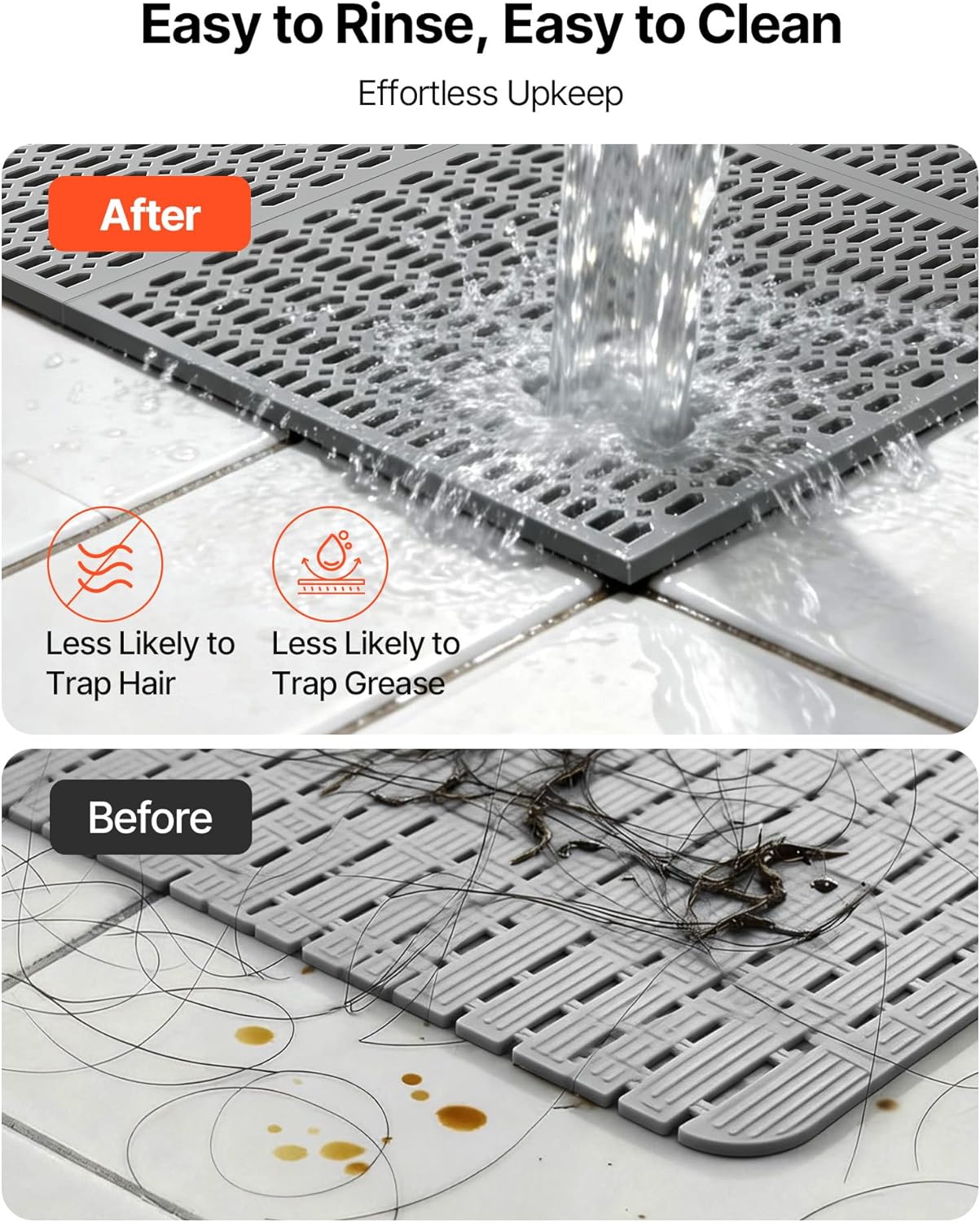 VEVOR Drainage Mat, 3 x 50 ft, PVC Non Slip Commercial Floor Mat, Wet Area Water Drain Splash Matting Hollow Doormat Roll, for Outdoor Indoor Restaurant Swimming Pool Patio Bathroom Washroom, Black