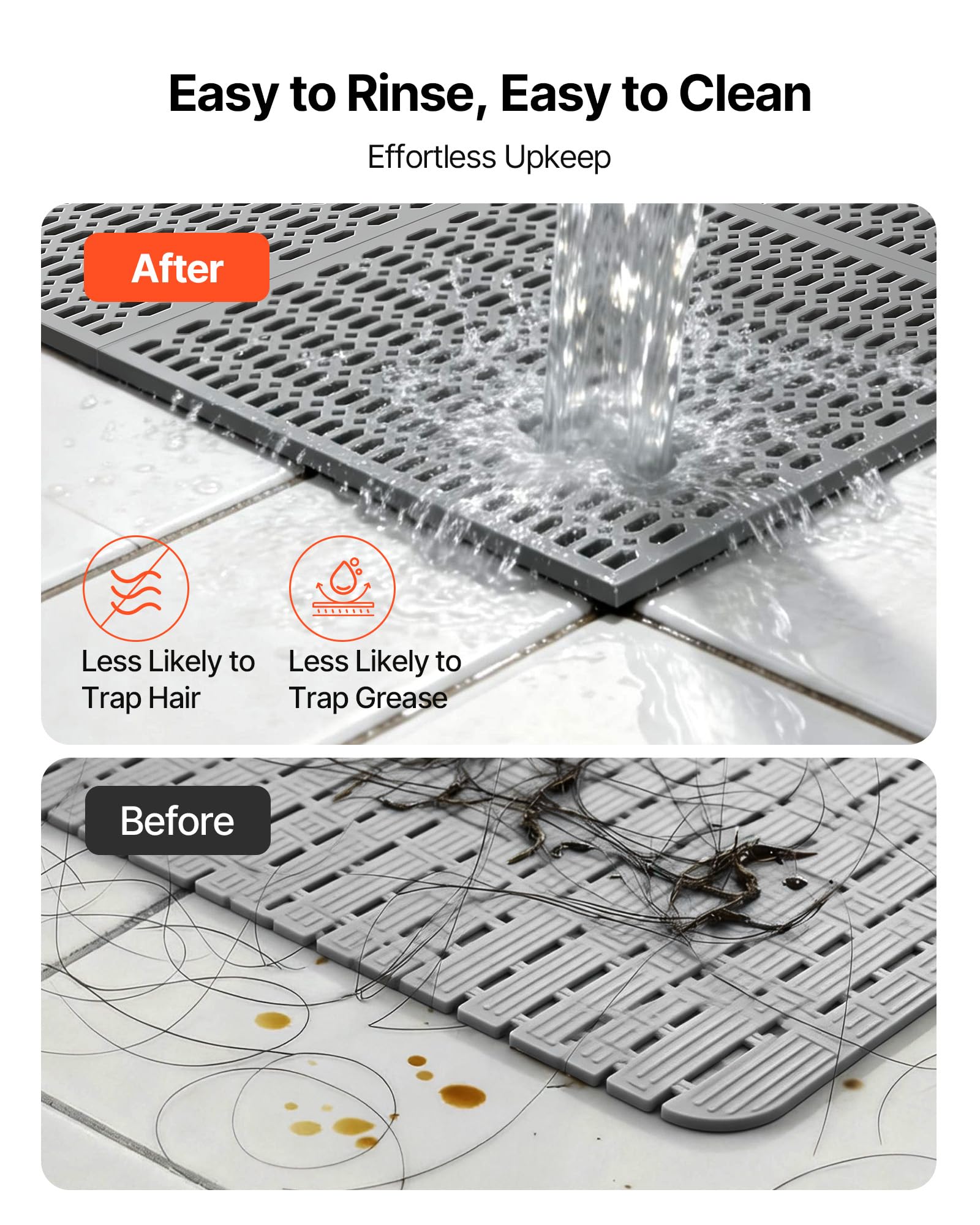 VEVOR Tapis de Drainage Antidérapant 90x1500 cm, Caillebotis Piscine en PVC, Revêtement de Sol pour Zones Humides Restauratoin Piscine Terrasse Salle de Bain, Tapis Antifatigue Drainant en Rouleau